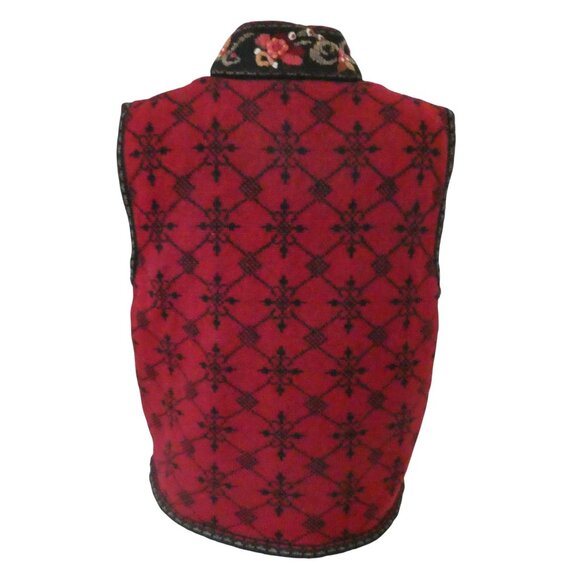 vtg ICELANDIC DESIGN wool blend vest sz L floral trim - Picture 2 of 5